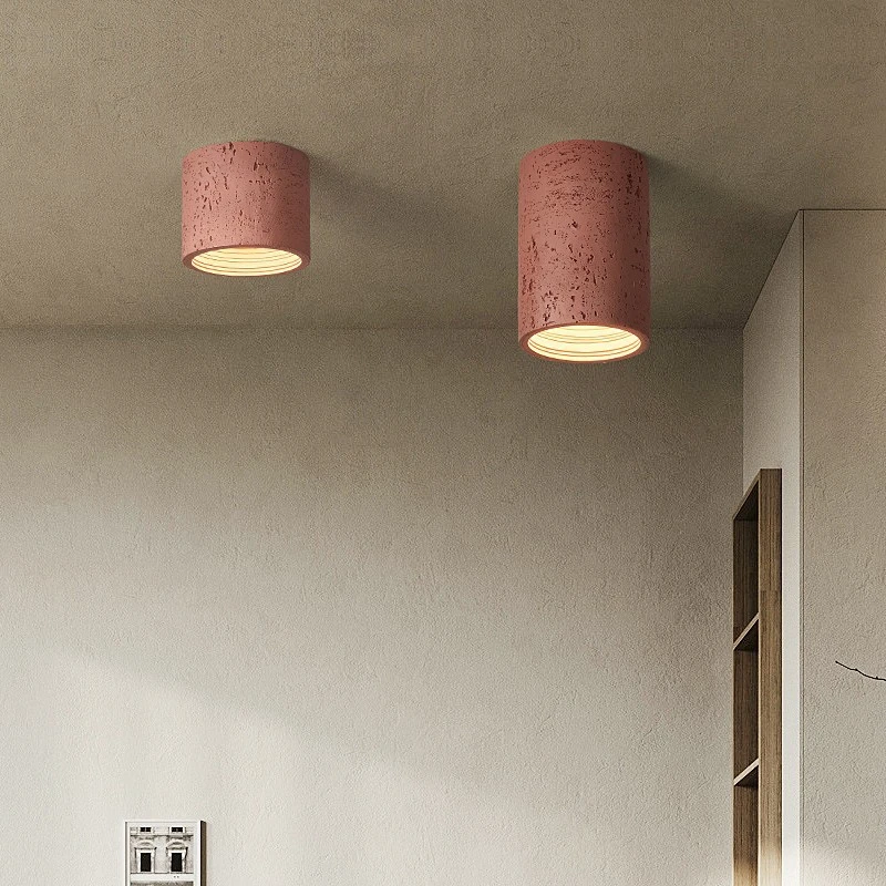 Wabi-sabi Led Down Light For Living Room Home Decor Japanese Vintage Red Resin Ceiling Light Warm White Light