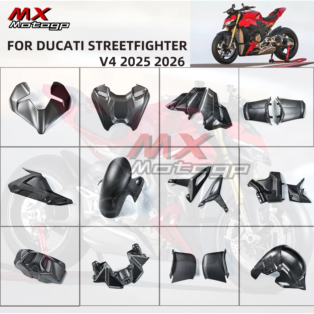 

Carbon Fiber Fairing For DUCATI Streetfighter V4 V4S 2025 2026 Front Rear Fender Mudguard Motorcycle Side Panel Sprocket Cover