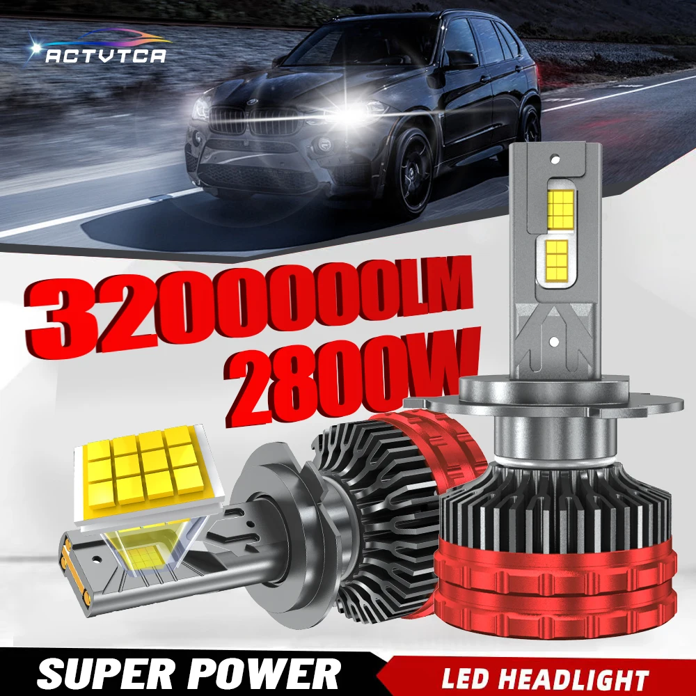 

ACTVTCA H4 H7 LED CANBUS H11 H1 9005 HB3 9006 HB4 9007 9008 9012 LED Headlights 2800W High Power 3200000LM Car Headlamp Bulb