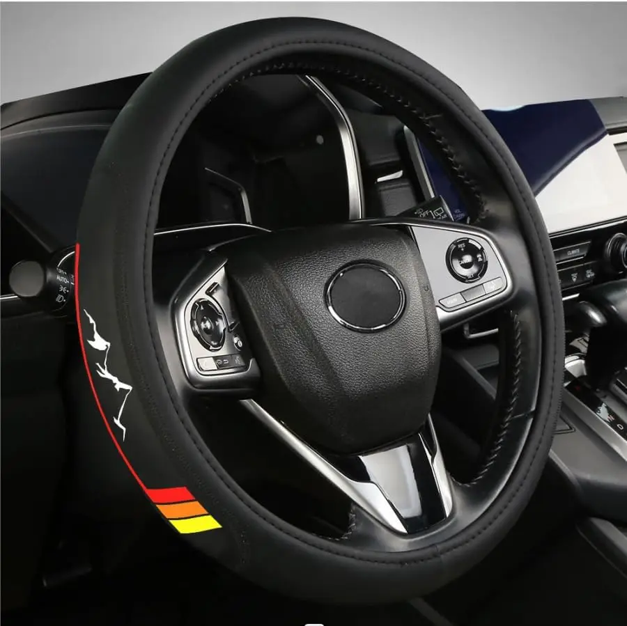 

Premium Leather Steering Wheel Cover - Non-Slip, Breathable 15-16.5 Inch for Enhanced Driving Comfort
