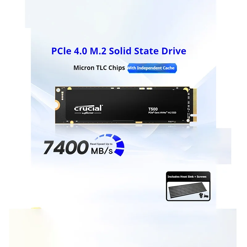 

Твердотельный накопитель Crucial T500 m2 Micron M.2 Pcle4.0 1T/2T/4T для настольных компьютеров 500G, ноутбуков, SSD