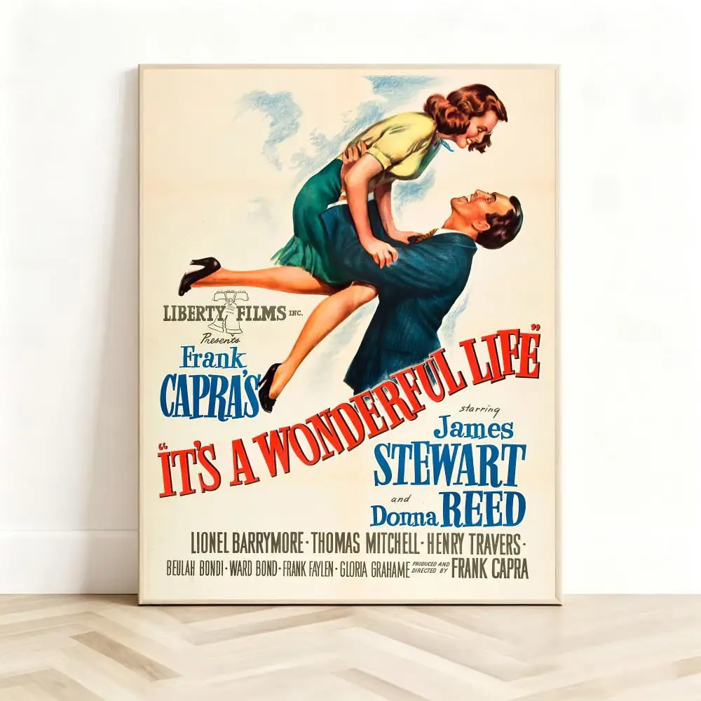 Classic Holiday Movie I-Its A Wonderful Life Poster Classic Self-Adhesive PP Wall Sticker for Living Room Bar Decor Gift