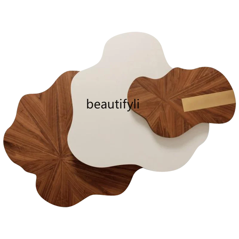 

Italian Cloud Tea Table Combination Nordic Simple Walnut Tea Table Light Luxury Nordic