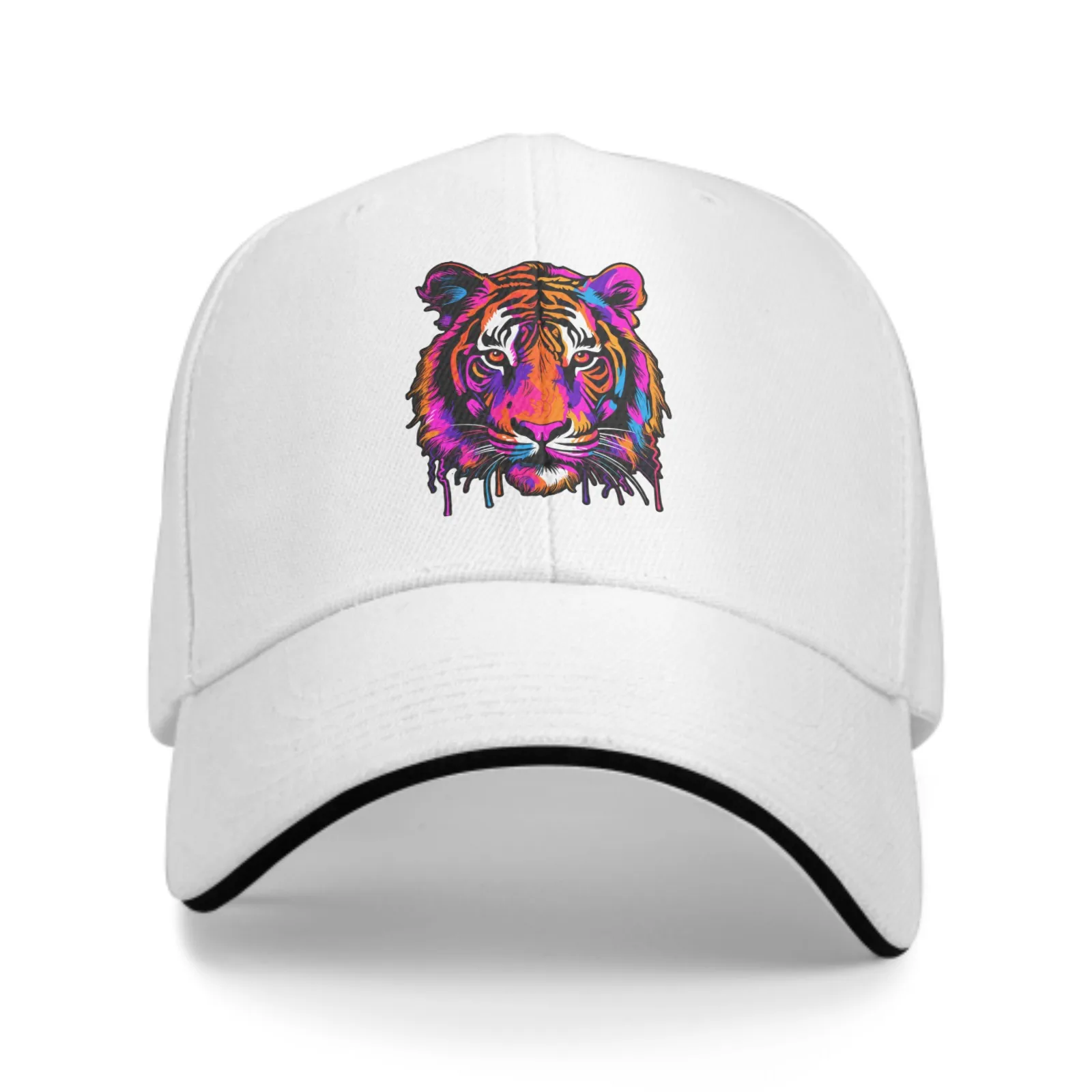 

Tiger Adjustable Women Men Back Closure Caps Washed Sandwich Caps Sports Outdoor Baseball Hat