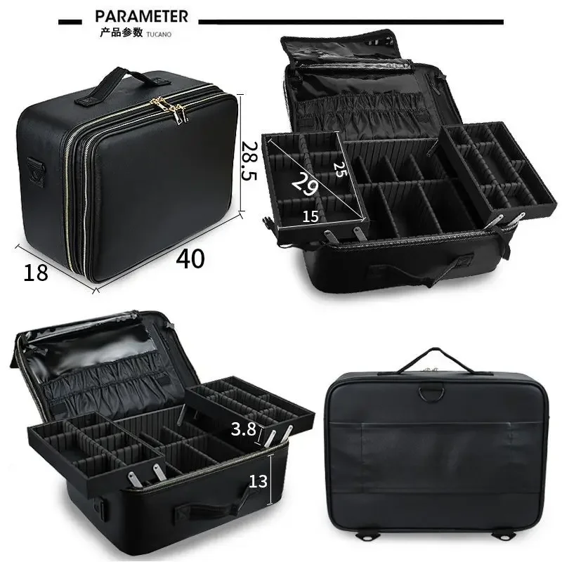 

2026 New Professional Makeup Bag Women Cosmetic Bags Case Quality Pu Leather Korean Make Up Box Large Capacity Travel Wash Bags