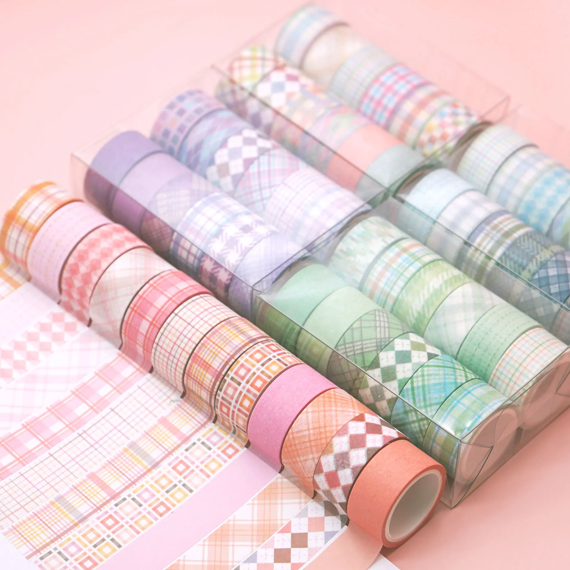 

Plaid Washi Tape Set Checkered Pattern Decorative Paper Tape 3m Each for Journaling Scrapbooking DIY Craft Supplies Box