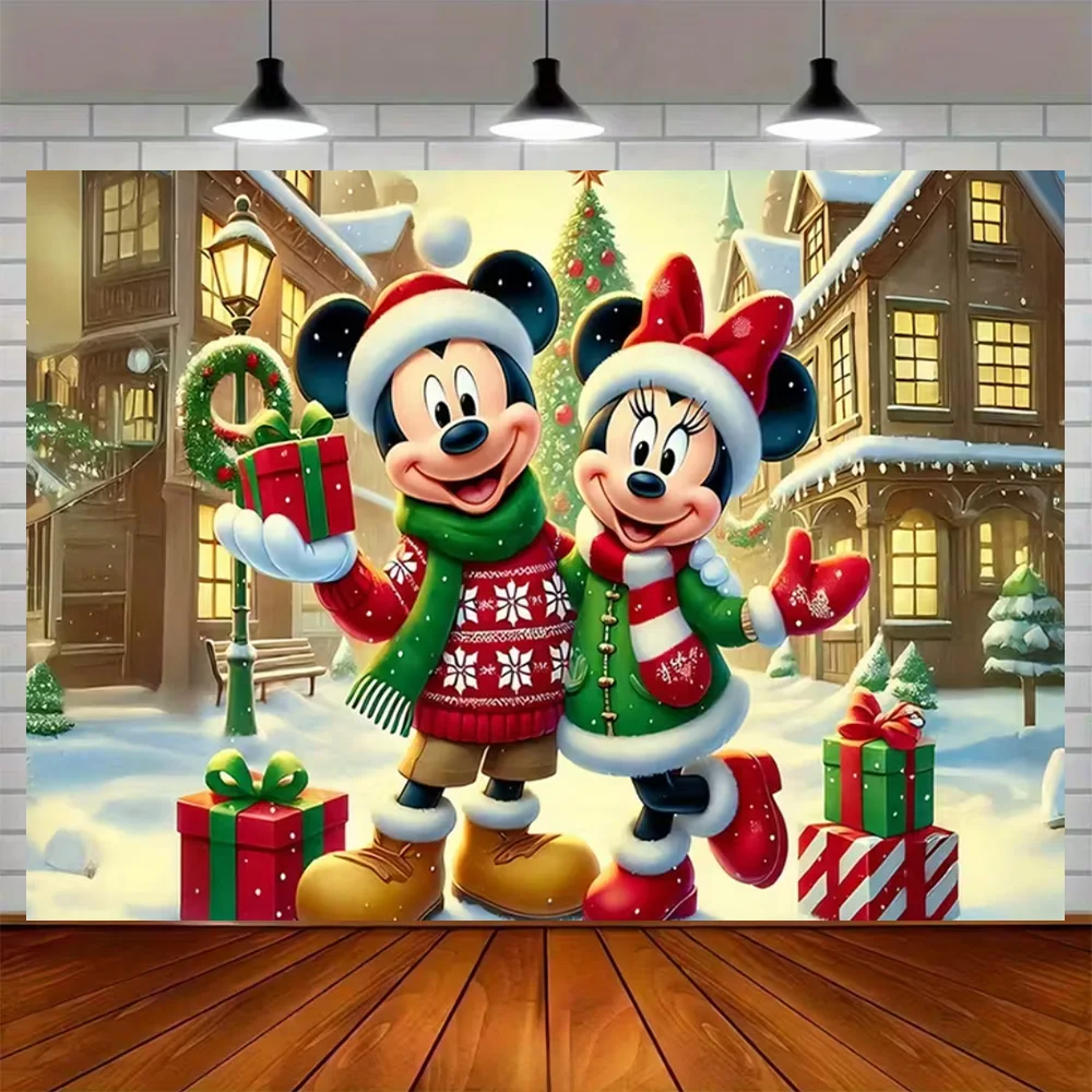 ديزني عيد الميلاد ميكي ميني موضوع حفلة عيد ميلاد الديكور خلفية راية عيد الميلاد ماوس خلفية لوازم التصوير الدعائم #6