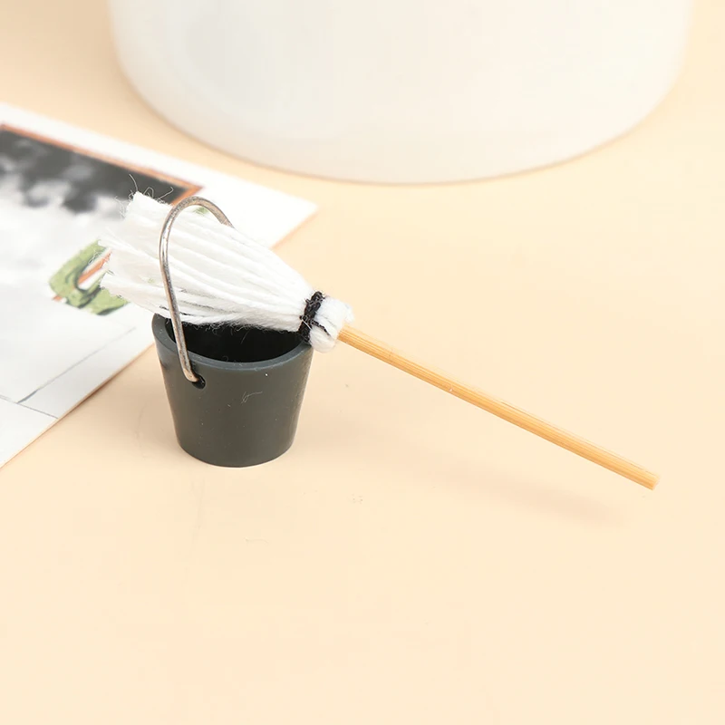 1Set Puppenzubehör Inspx Puppenhaus Dekor Spielzeug 1:12 Puppenhaus Miniatur Küche Garten Mopp Eimer 18,5*30mm/62*8mm