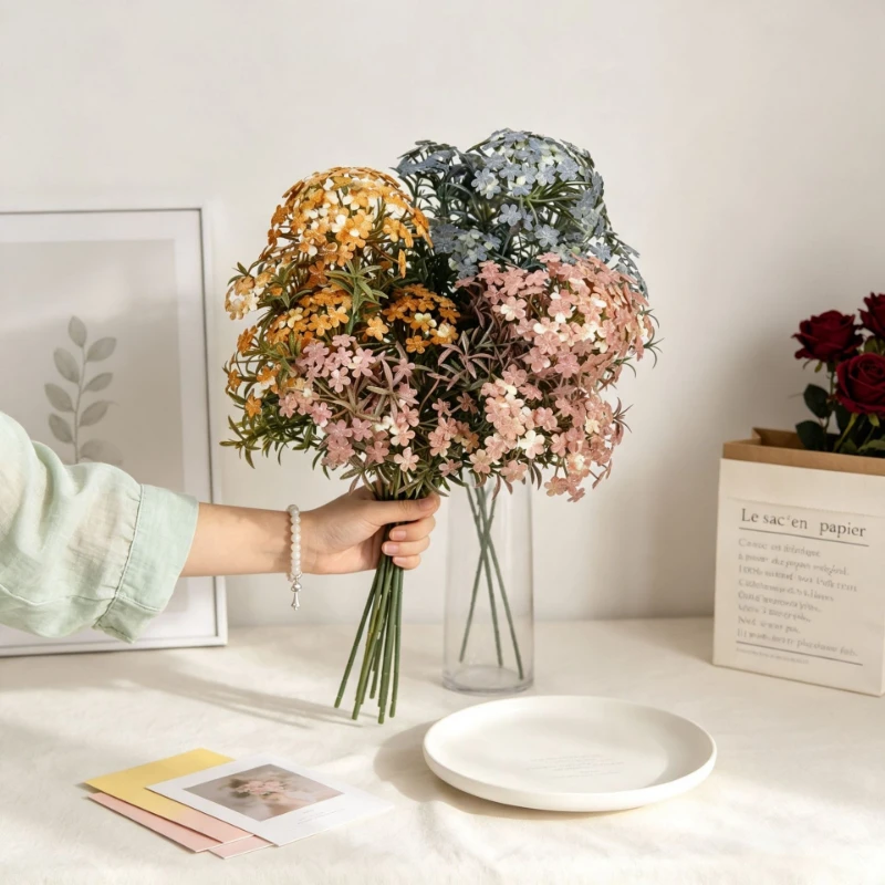 Simulation 7 Fork Spray Color Ball Chrysanthemum Bouquet Wedding Hall Ceiling Road Flower Hotel Layout Fast Delivery