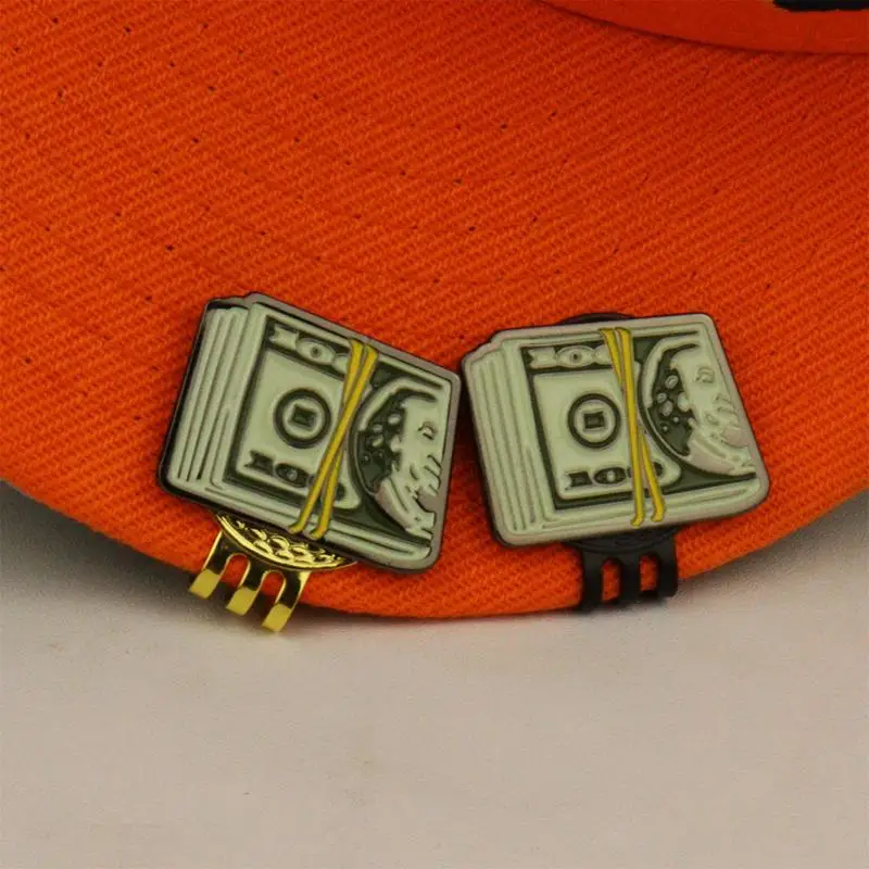 Magnetic Dollar Bill Golf Ball Mark Golf Hat Clip Creative Metal Ball marker Holder With Caps Clip Golf accessories Golfer Gifts