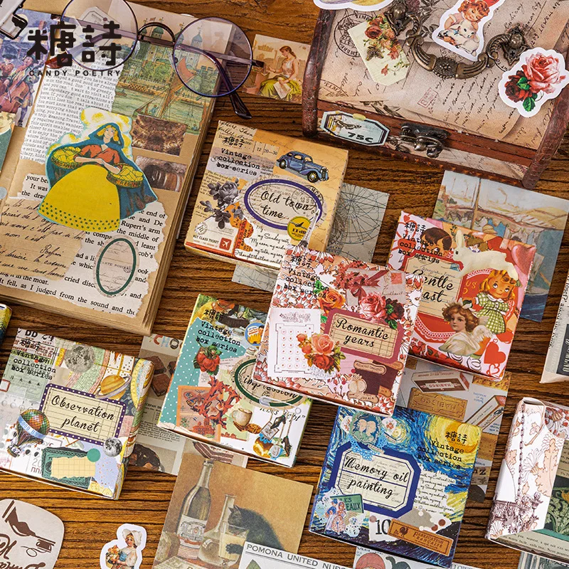 100pcs/lot Memo Pads Material Paper old collection Junk Journal Scrapbooking Cards Retro Background Decoration Paper