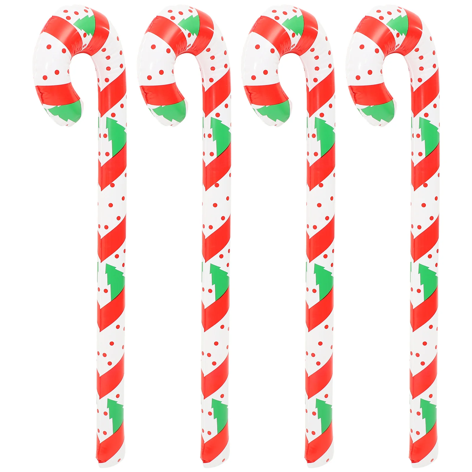 4 Pcs Christmas Walking Stick for The Elderly Pvc Candy Canes Inflatable Decorations Decorative Outdoor Red Ornaments Balloons