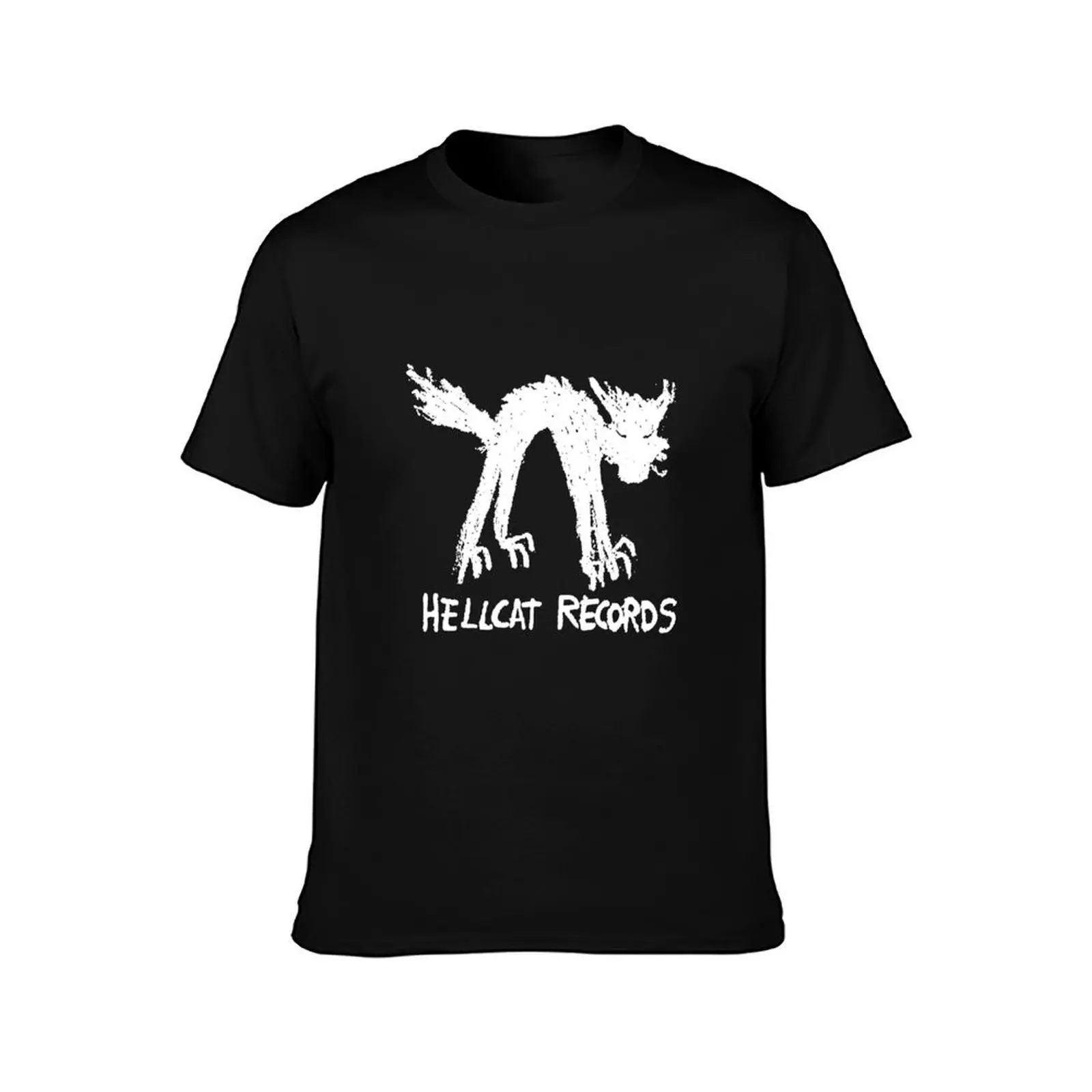 Hellcat Records T-Shirt, Summer Casual Cotton Tee, Oversized Streetwear Tops, Vintage Graphic Print, Loose Fit Short Sleeve