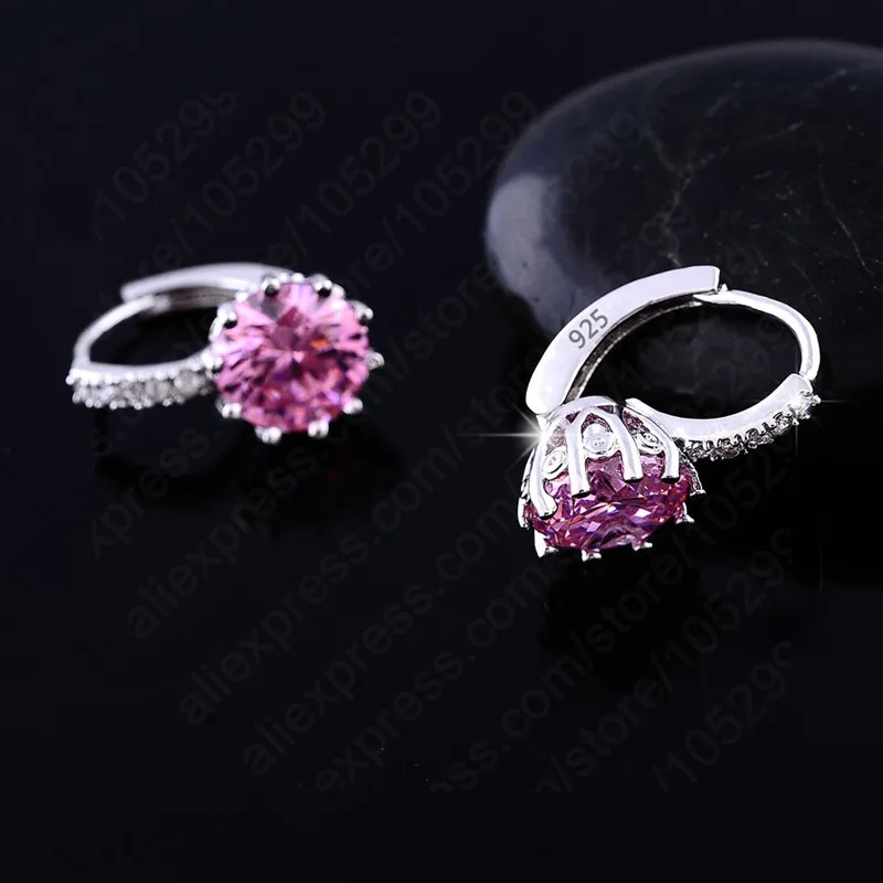 925 Silver  Hoop Earrings For Women Wedding Engagement Austrian Crystal Fashion Jewelry Lovers' Best Gift Wholesale - Image 5