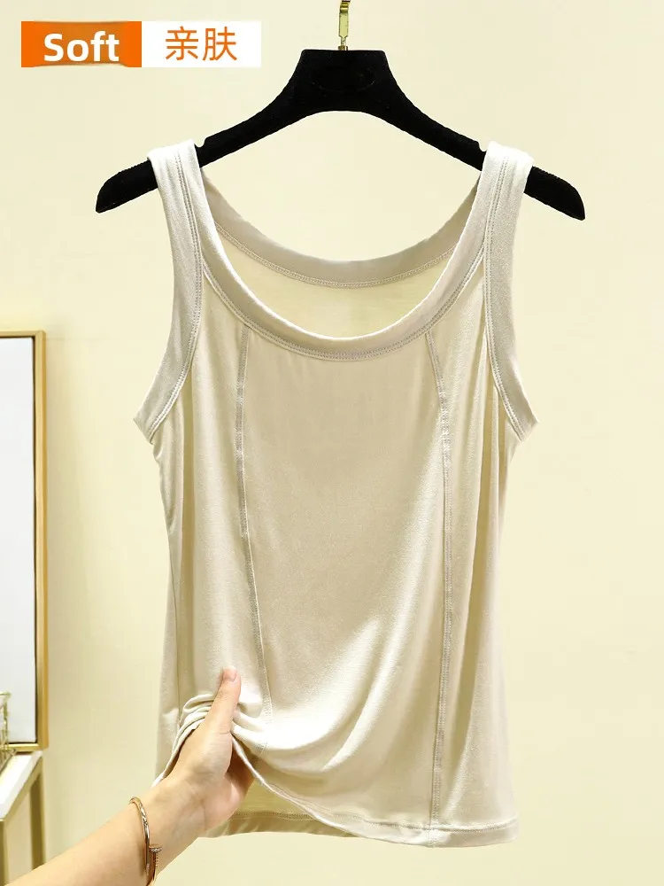 Camiseta sin mangas de Modal suelta Faionable Color versátil Mujer Verano Thin Casual Interior Svel Base irt