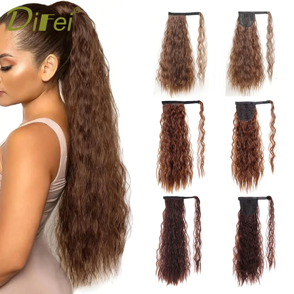 

DIFEI Hook And Loop Synthetic Wig Ponytail Fluffy Corn Hot Chemical Fiber High Ponytail Seamless Natural Strap Ponytail