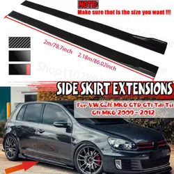 2m Car Side Skirt Splitter Winglet Side Wing Bumper Lip For VOLKSWAGEN For VW For Polo For GOLF mk5 mk6 mk7 For Jetta For Passat