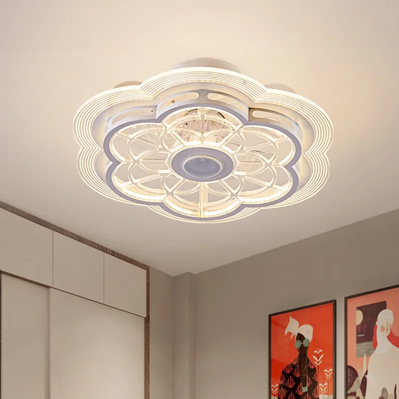 

Modern minimalist ceiling mounted ABS fan LED light bedroom living room study lobby with Bluetooth music speaker