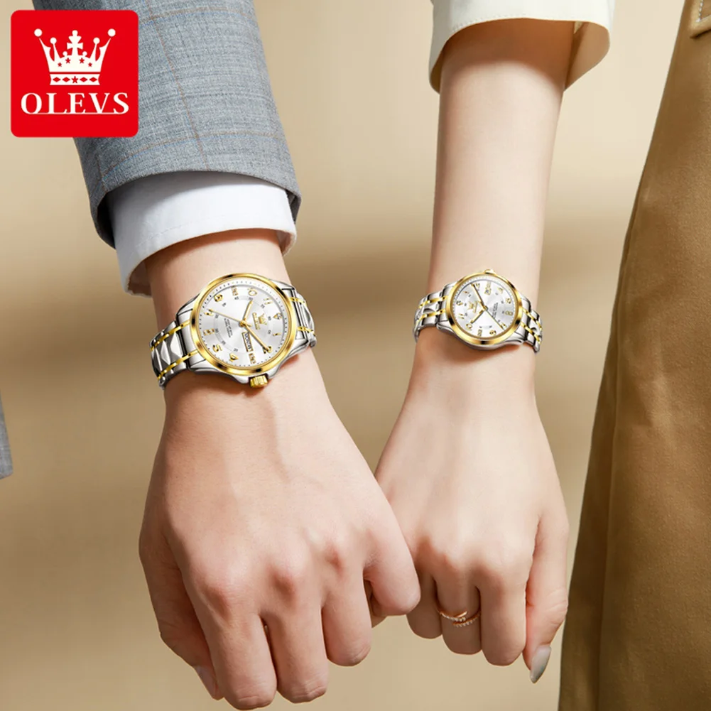OLEVS 2910 coppia di orologi semplice orologio di moda originale impermeabile luminoso orologio da polso da uomo e da donna doppio Display del calendario