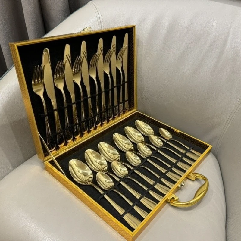 

Stainless steel knives, forks and spoons 24-piece tableware gift box