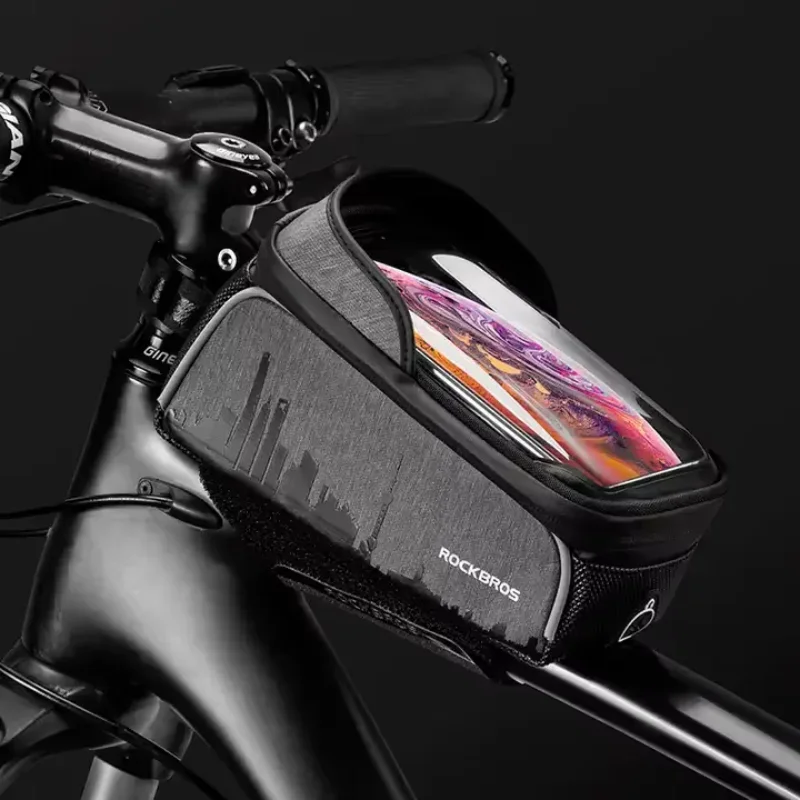 ROCKBROS Touch Screen Waterproof Bicycle Frame Bag Cycling Top Tube Bags Front Phone Holder Case Accessories