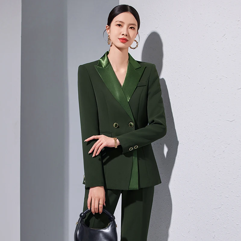 ZJYT Women\'s Two Piece Set Blazer Pants Suit Elegant Office Lady Formal Business Outfit Plus Size Long Sleeve Jacket Trousers