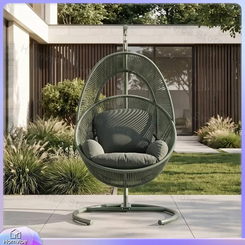White Outdoor Hanging Chair Bird Nest Swing Thickened Cushion Waterproof Sunscreen Patio Balcony Garden Furniture Home