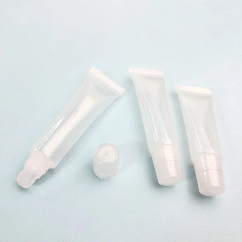 8g 10g 15g Lip Gloss Tube Hose Lip Gloss Cosmetics Split Transparent Empty Tube Squeeze Lip Gloss Oblique Mouth