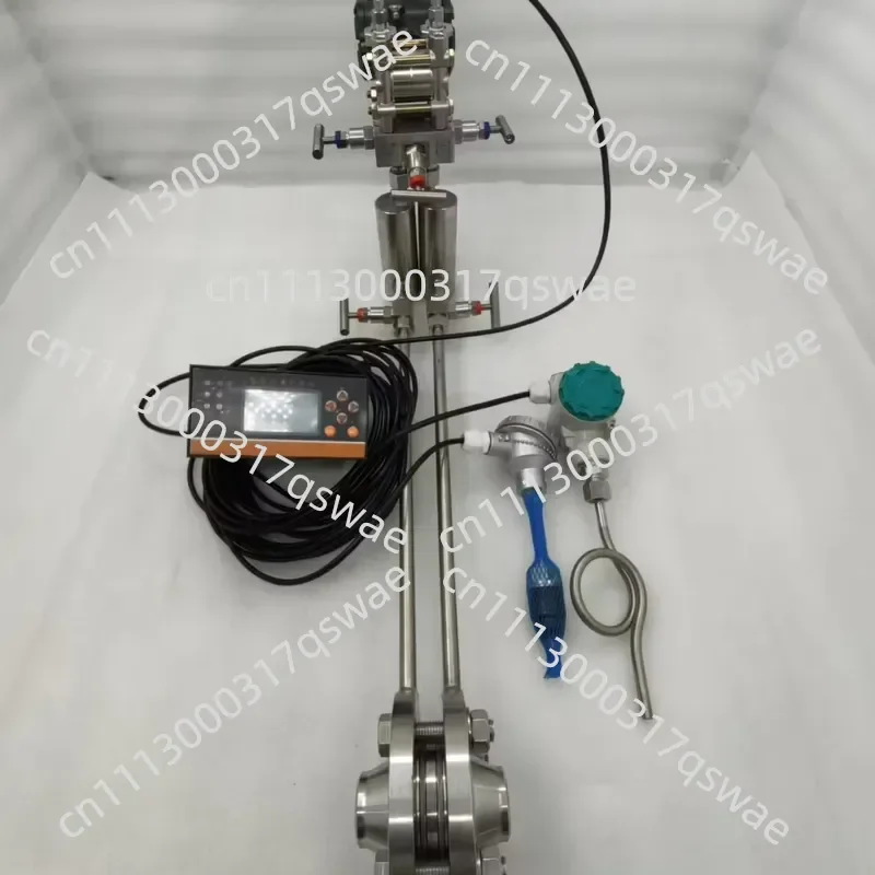 A set of orifice flow meters with differential pressure transmitter, temperature sensor and total flow meter