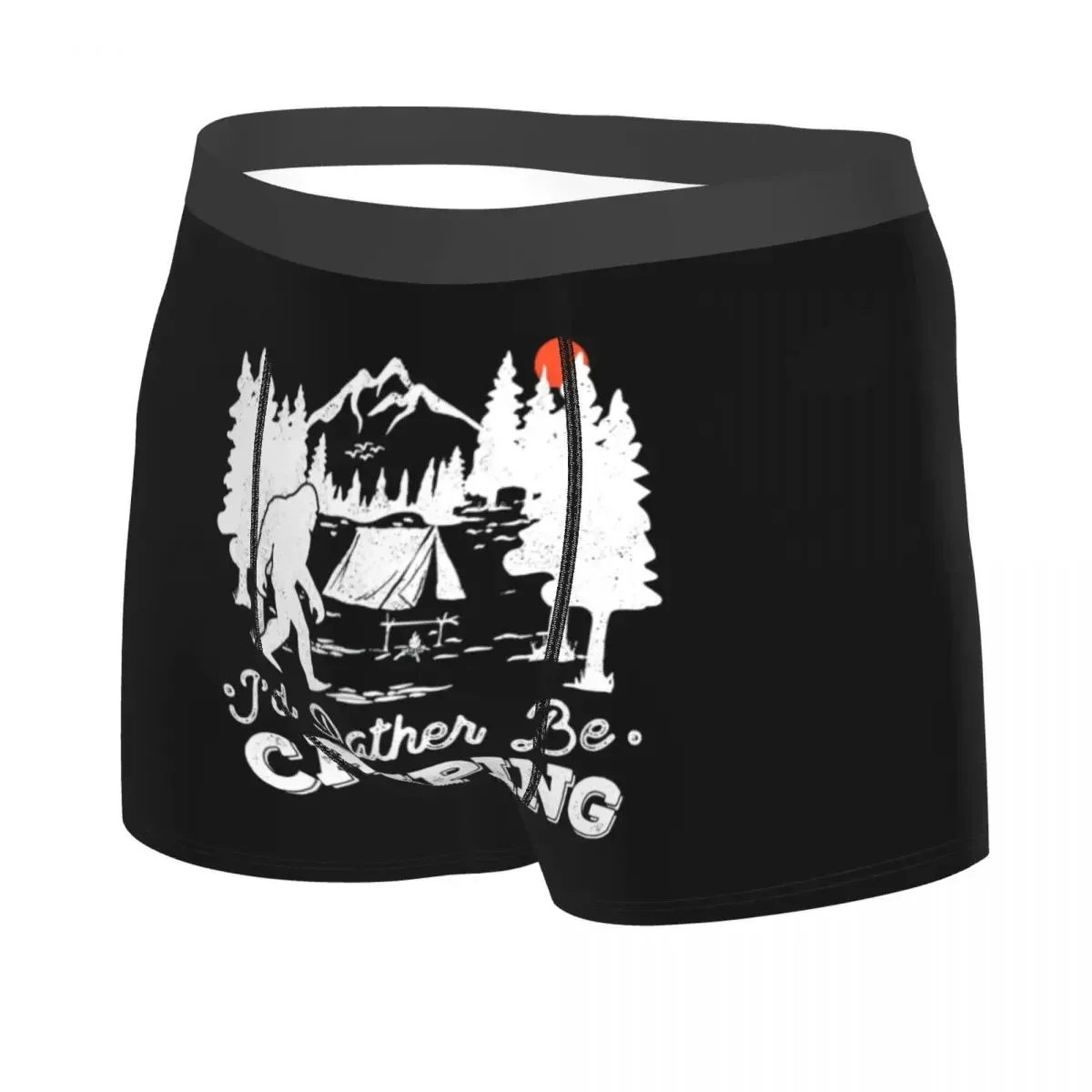 Custom Fashion I'd Rather Be Camping Bigfoot Boxers Shorts Panties Men's Underpants Breathable Briefs Underwear