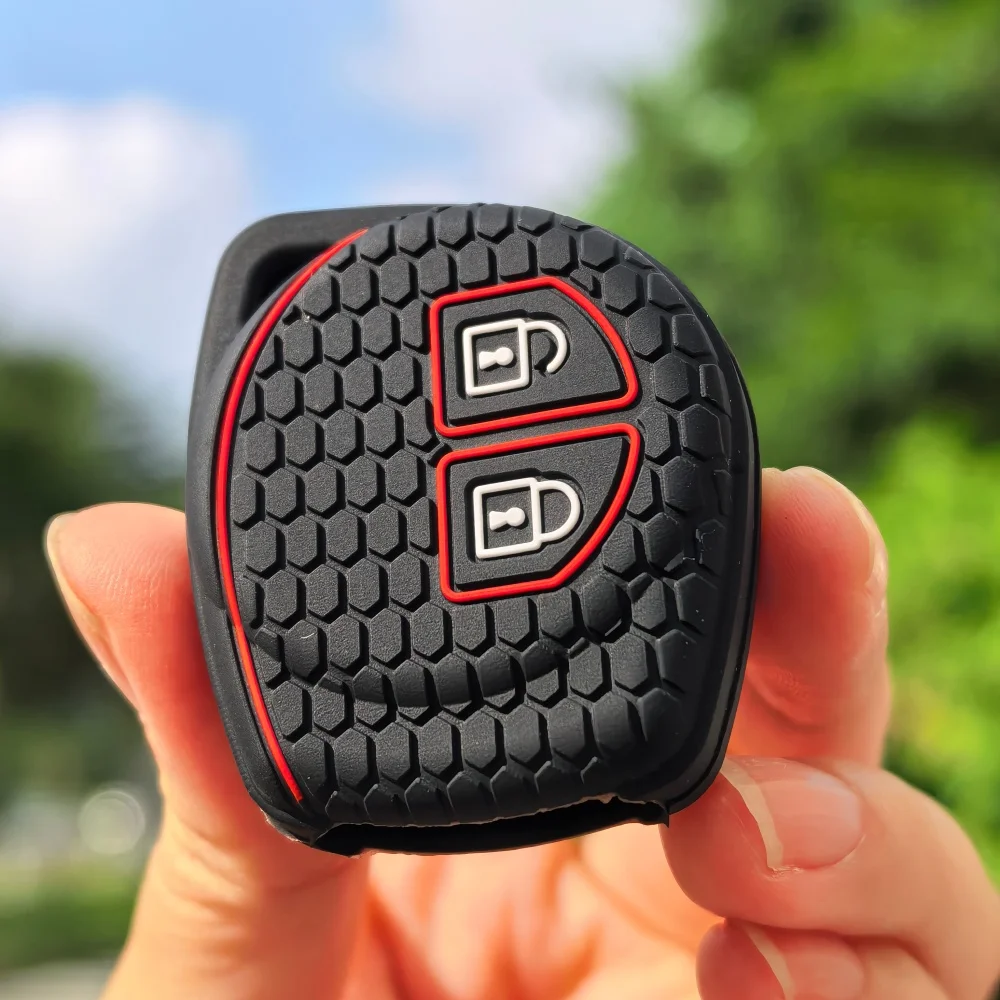 Para suzuki swift ignis vitara liana ciaz baleno chave do carro fob caso capa escudo decoração 2 botão silicone chave remota do carro capa caso