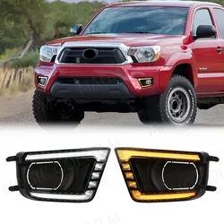 For Toyota Tacoma 2012 2013 2014 2015 LED DRL Fog Lamps Daytime Running Lights Front Bumper Driving Turn Signal White Yellow 12V