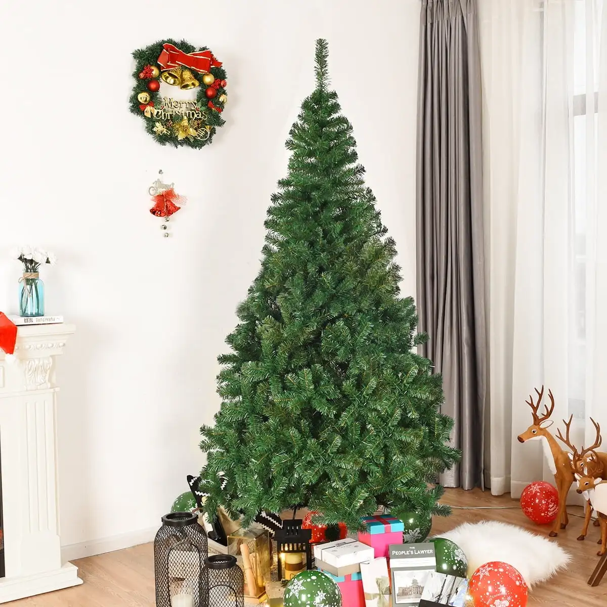 

7Ft Artificial PVC Christmas Tree Stand Indoor Outdoor Green