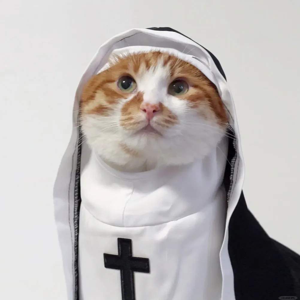 

1pcs Pet Funny Clothes Small Dog Nun Costume Cat Cosplay Halloween Cats Dogs Black Holiday Dress Breathable Material Photo Prop