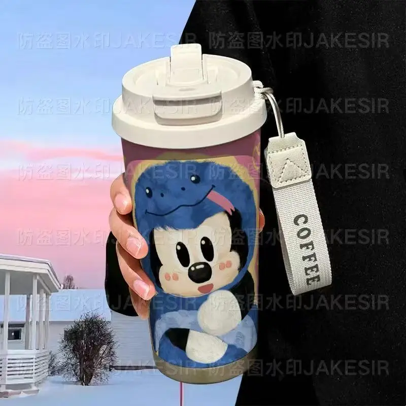 Mickey Minnie cartoon kawaii cute thermos cup 316 stainless steel large capacity straw water cup car coffee cup men and women