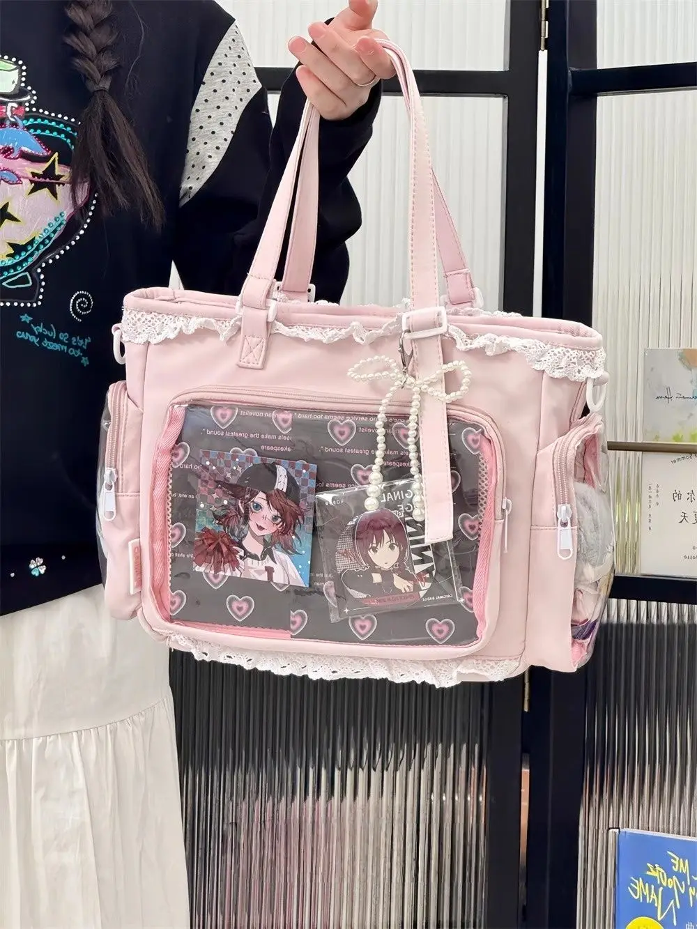 Japanische Ins Mädchen Weiche Mädchen Umhängetasche Y2K JK Uniformen Transparent Ulzzang Ita Tasche Student Pendeln Einkaufstasche – Detail 11