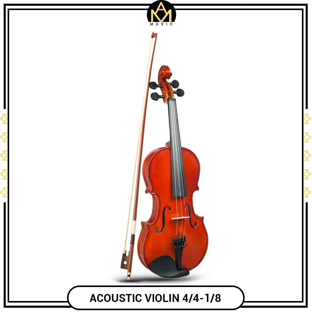 

4/4-1/8 Acoustic Violin Basswood Fiddle Black Solidwood Fitted Fiddle Starter Kit w/ Brazilwood Bow Hard Case For Beginner Adult