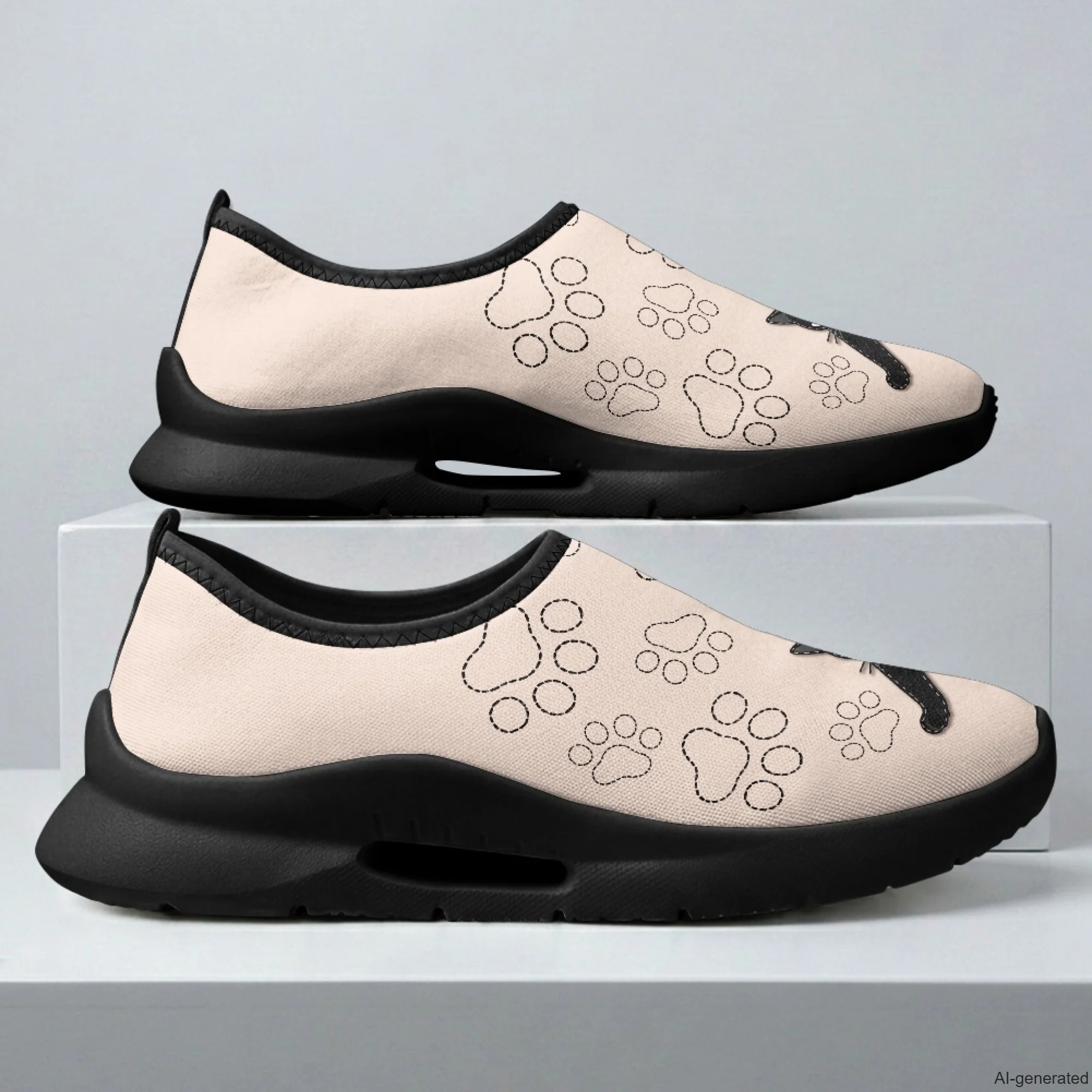XIXIRIMIDO Mens Casual Shoes Slip On Walking Sneakers Women Gym Workout Shoes Black Cat Print Breathable Mesh Shoes 35-48