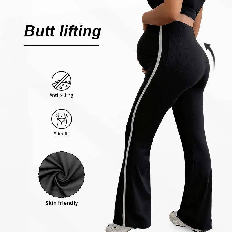 Maternity Pants Loose High Waisted Straight-Leg Spring Autumn Casual Wide-Leg Pants Skin Friendly Anti Pilling Pregnant Women