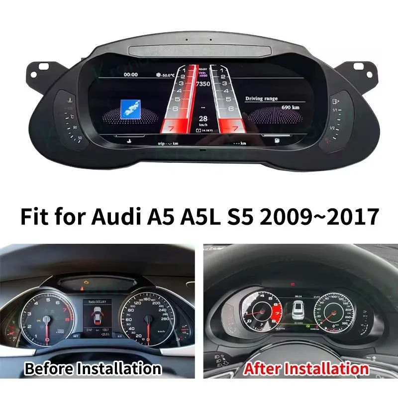 LCD Digital Cluster For Audi A4L A4 A5 Q5  S4 RS4 S5 RS5 2008-2018 Car Radio Dashboard Crystal Panel Virtual Cockpit Speedometer