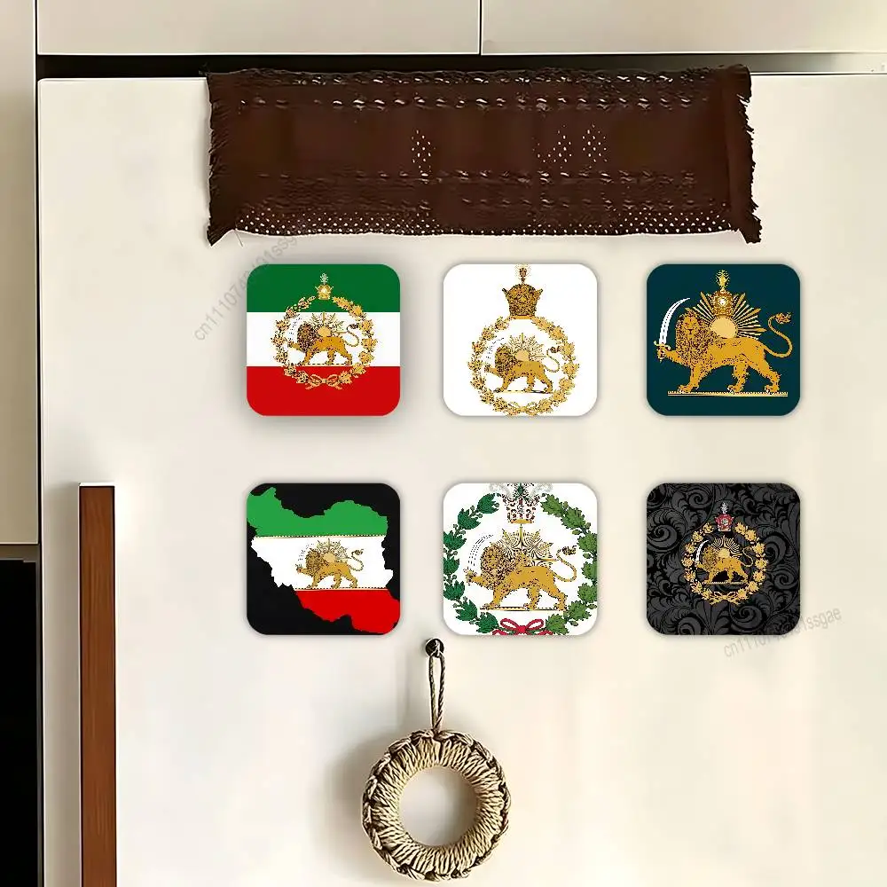 Coat of Arms of I-Iran Square Decorative Fridge Magnets for Home Kitchen Office Whiteboard & Locker