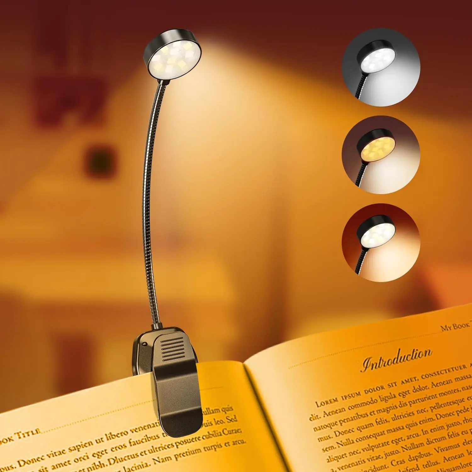 31Leds Book Light USB Rechargeable Reading Light Warm Cool White Daylight Portable Flexible Easy Clip Night Reading Lamp