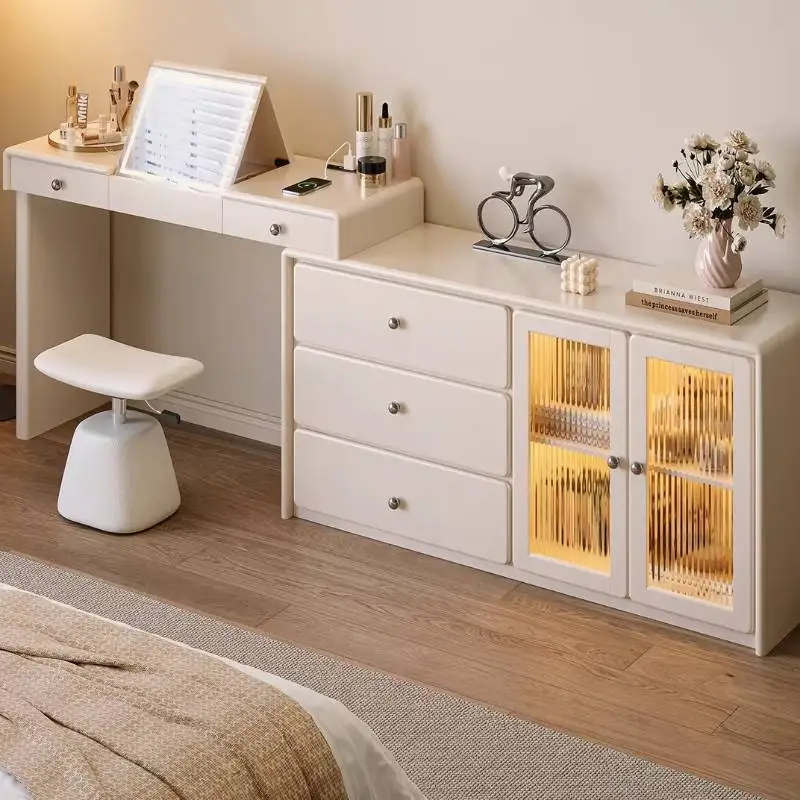 

Shelves Simple Vanity Desk Storage Space Wooden Compact Adult Dressing Table Makeup Drawers Coiffeuse De Chambre Furnitures