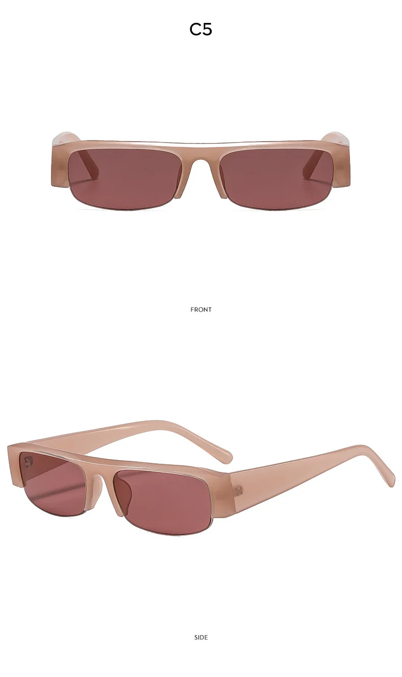 Vintage Kleine Rechteckige Halbrahmen-Sonnenbrille in Schwarz für Neue Mode Leoparden-Farbverlauf Sonnenbrillen Damen Trendige Fahrbrillen – Detail 17