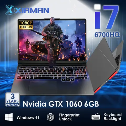시아만 16인치 게이밍 노트북 인텔 코어 i7-6700HQ GTX 1060 노트북 PC IPS 1920*1200 16GB DDR4 1TB SSD 윈도우 11 프로 게이밍 노트북