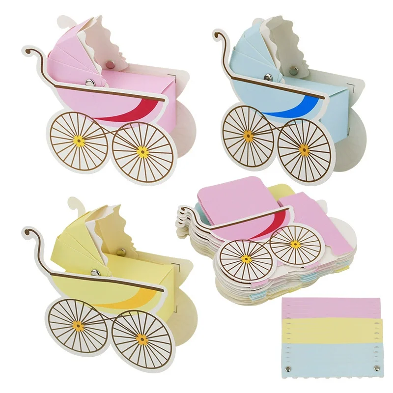 Cajas de papel para dulces y galletas con forma de cochecito de bebé, caja de regalo para cochecito de revelación de género, decoración para fiesta de cumpleaños, Baby Shower, 15 Uds.