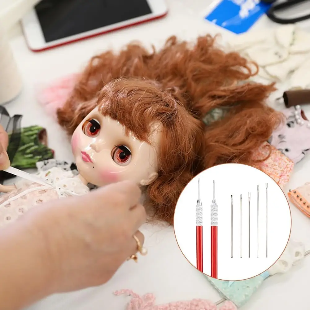 El más nuevo Kit de agujas para reroot de pelo de muñeca de 0,6mm/0,8mm, herramientas de enraizamiento de cabeza de muñecas Reborn, suministros para hacer peluca, conjunto de accesorios