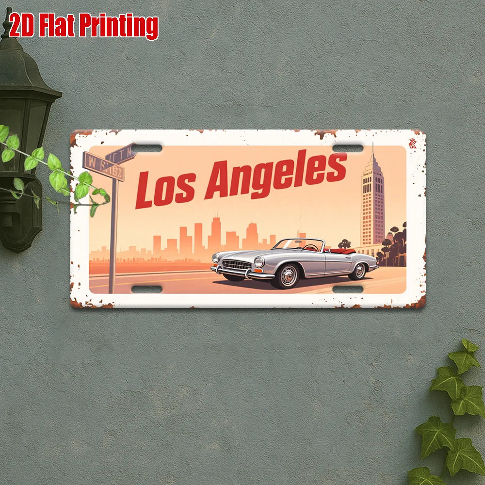 Vintage-Metallschild 11,8x5,9 Zoll, Los Angeles Aluminium-Wanddekoration, Outdoor-Bar-Pub-Garagen-Plakette, Geschenk für die Familie