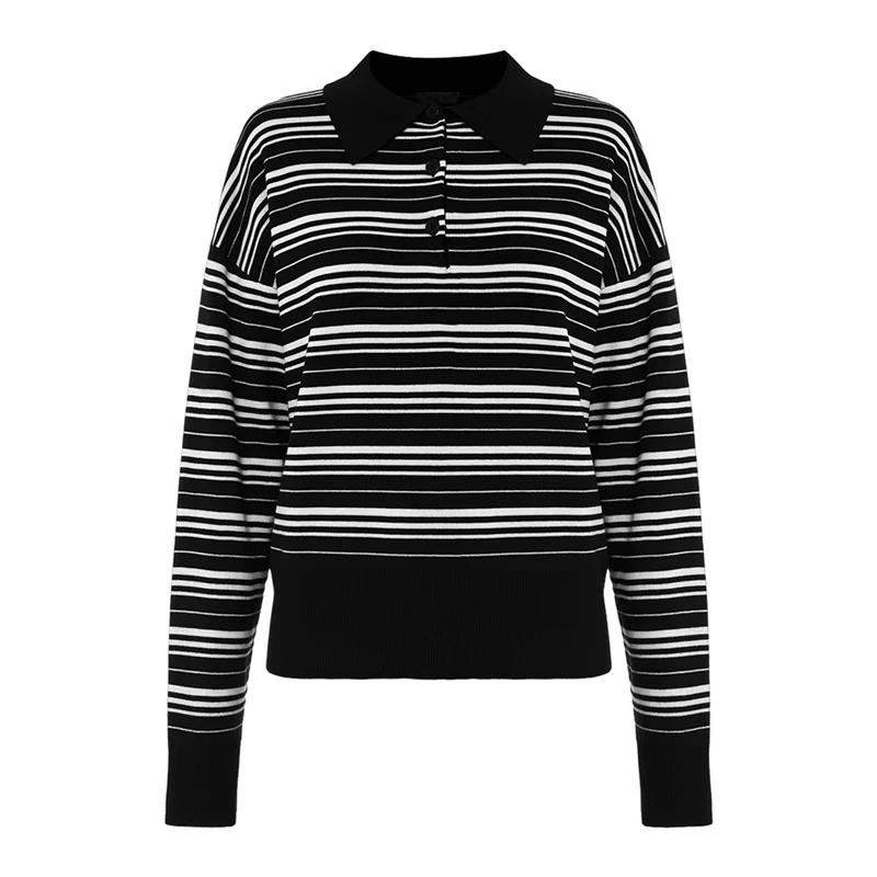 ASDS-gestreept damesshirt met lange mouwen en kleurblokken, zomershirt met gekerfde hals