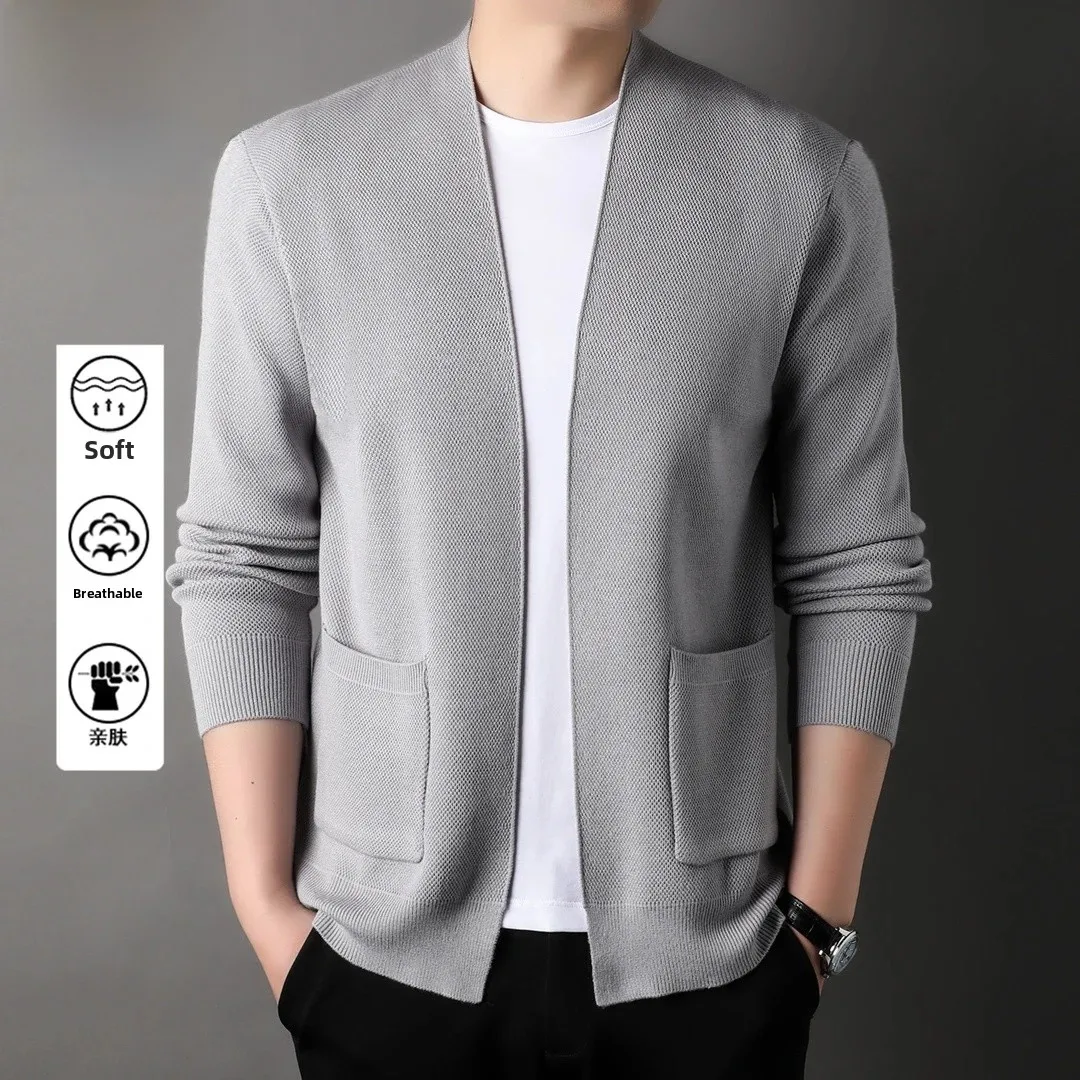 

Мужской шерстяной вязаный кардиган Pierre Cardin с V-образным вырезом, длинными рукавами, тонкий, осенне-зимний, модный, повседневный, однотонный, в стиле кэжуал